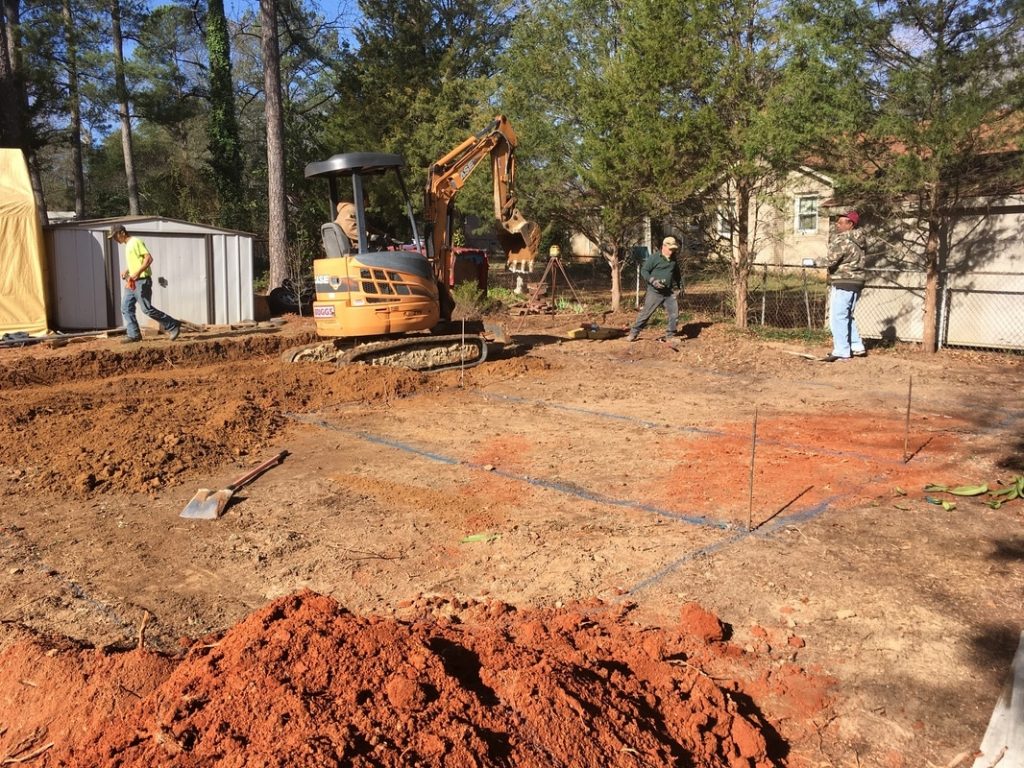 digging footing steel garage