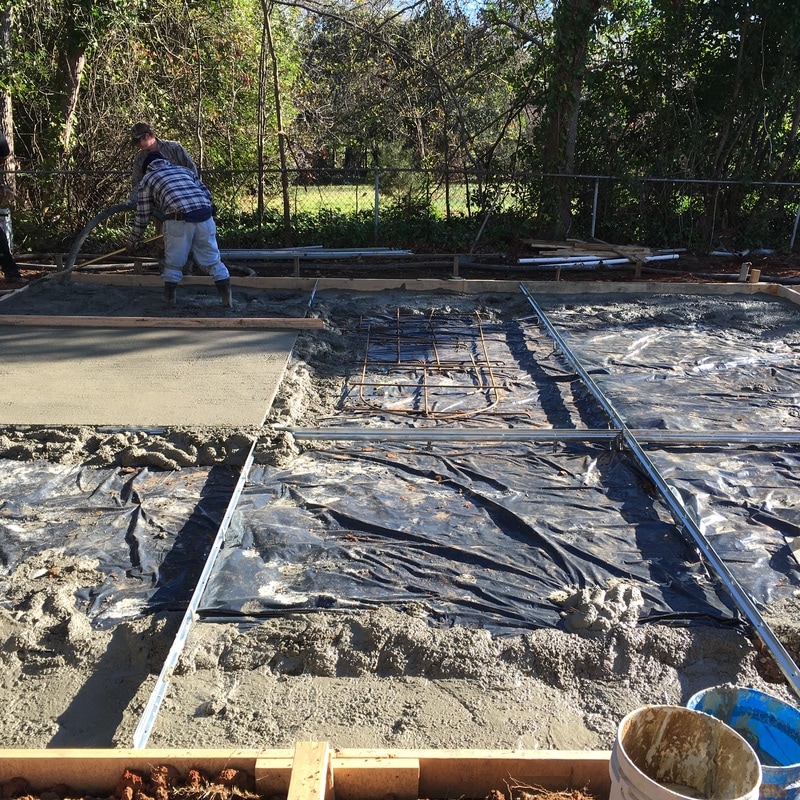 concrete slab conduit garage building