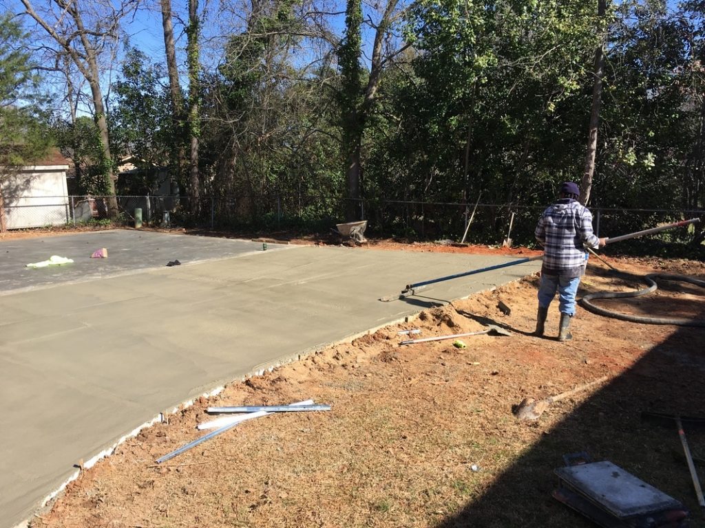 concrete finishing metal garage building